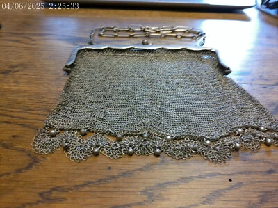 Brumus - stupenda BORSETTA interamente fatta in maglie d'argento, con catenina - Immagine 1 di 4