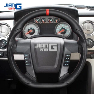 Full Leather Sport Steering Wheel Fit 2009-2014 Ford F150 Raptor No Heated Red - Bild 1 von 18