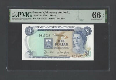 Bermuda One Dollar 1-1-1986 P28c Uncirculated Grade 66 - Image 1 of 2