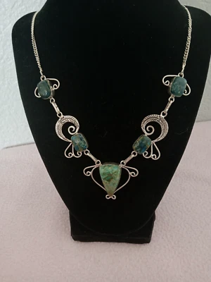 绿松石项链5石套装Ornate银色21英寸项链 — 第 1/4 张图片