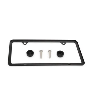 1Pcs Black Metal License Plate Frame Tag Cover Screw Caps Stainless Steel New - Picture 1 of 11