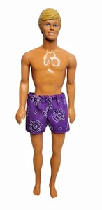 1983 Mattel Barbie Tropical Ken Barbie Doll in Blond With Purple Swim Trunks - Picture 1 of 4