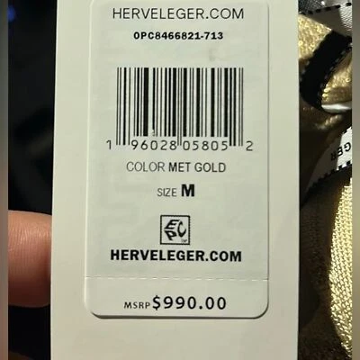 HERVE LEGER PARIS LUREX EYELASH SWEETHEART DRESS Size M NWT $999 - Image 1 of 4