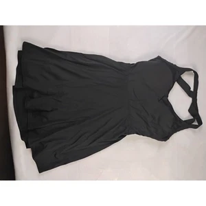 Halara Black Swim Dress Flared Skirt Criss Cross Back Swimsuit Womens Large - Picture 1 of 4