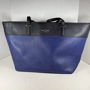 Kate Spade New York Cedar Street Medium Harmony Tote Black And Royal Blue GUC - Picture 1 of 19