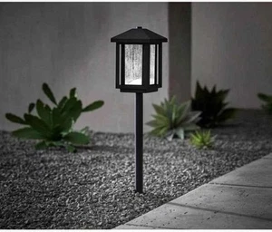 (2) Hampton Bay Low Voltage LED Pathway Lights, Black Finish w/Bubble Glass - Picture 1 of 6