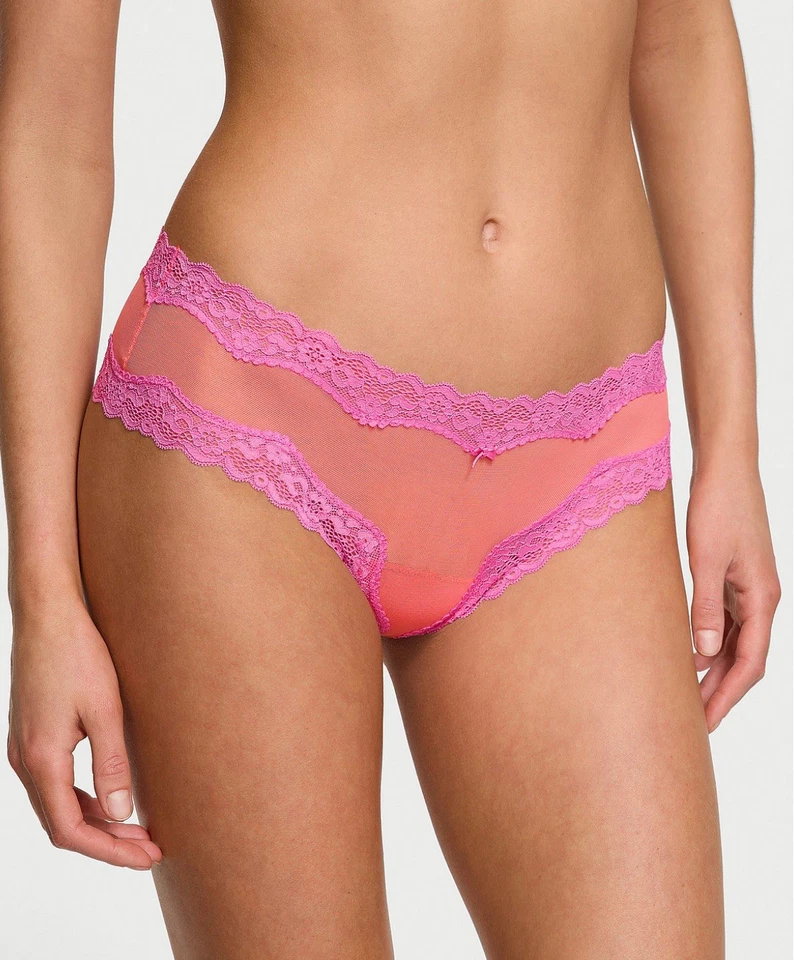Bragas de encaje rosa y naranja Victoria's Secret talla XL Foto 1 de 4