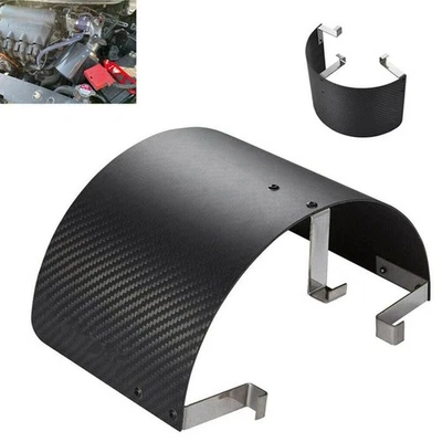 Cubierta de filtro de admisión de aire frío de acero inoxidable estilo fibra de carbono protector térmico Foto 1 de 4