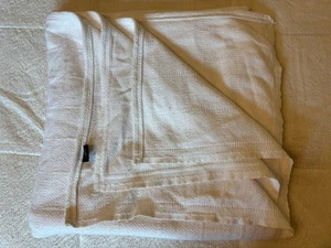 Vintage Ralph Lauren Off-White Cotton Blanket Waffle Weave USA 88” X 88” - Picture 1 of 12