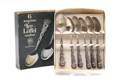 6x Formschöne versilberte Teelöffel Kaffeelöffel Hildesheimer Rose in OVP - Bild 1 von 3