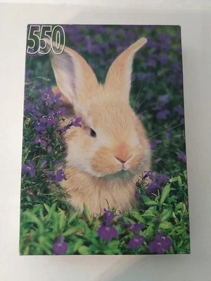 1997 Baby Bunny 550 pc 13" X 19" Rose Art Puzzle purple flowers Complete - Image 1 of 4