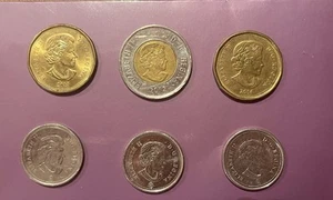 6er Set Kanadische Queen Elizabeth II D.G. Münzen - 2 & 1 Dollar, 25 Cent - Bild 1 von 2