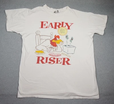 Camisa masculina vintage Looney Tunes tamanho único Foghorn Leghorn Early Riser EUA 90s - Imagem 1 de 4