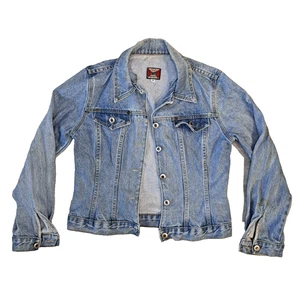 Vintage Authentic Real Ellemenno Denim Jacket Button Pockets Light Wash Medium - Picture 1 of 11