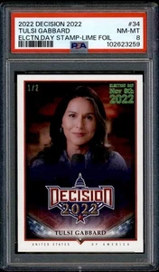 2022 Leaf Decision Tulsi Gabbard Election Day Stamp Lime Foil #34 (PSA 8) - Picture 1 of 1