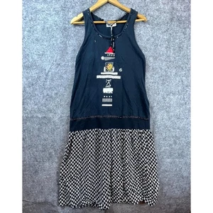 Vintage Kd. Frühlingskleid Damen 1 klein schwarz fallende Taille abstrakte Kunst zum Tragen - Bild 1 von 8