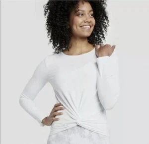 NWOT All In Motion Target White Long Sleeve Twist Front Active Top Size Medium - Picture 1 of 7