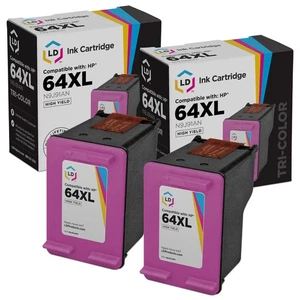 LD 2pk Reman Tri-Color Ink Cartridge for HP 64XL N9J91AN Envy 7855 6255 7155 - Picture 1 of 9
