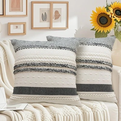 Boho Throw Pillow Covers 18x18 Inch Set of 2 Decorative Accent Pillowcase Far... - Image 1 of 4