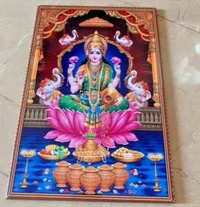 Hindu Goddess Lakshmi Laxmi Mata Ceramic Tile For Spiritual Decor 30 x 20 cm - Picture 1 of 3