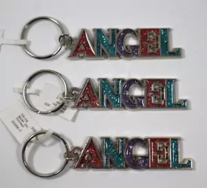 ATOP 3x ANGEL glitter keyring Keychain key ring chain Claire's - Picture 1 of 4