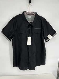 Craft+Flow Shirt Short Sleeve Collared Button-Down Shirt Black Size 2XL Org $65 - Picture 1 of 12