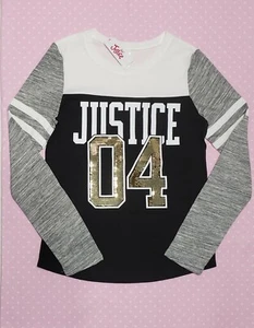 JUSTICE Shirt SEQUIN LOGO Girl's Size 12 NWT - Picture 1 of 3