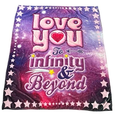 Love You To Infinity & Beyond Snuggle Hugs Fleece Blanket 49"x57" Soft Throw b - Image 1 of 4