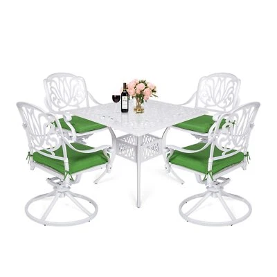 Outdoor Dining Set Patio Swivel Chair Square Table Set Cast Aluminum Furniture — 第 1/4 张图片