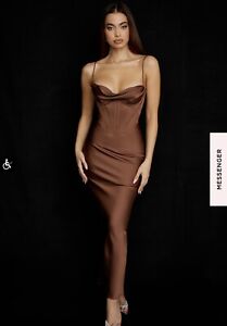 House Of CB Dress ‘Charmaine’ Chocolate Corset Maxi Size 6 | New In Save 20%