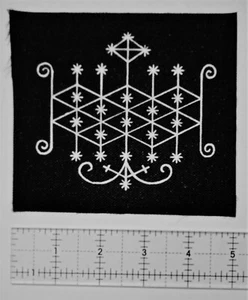 Ogoun Voodoo Veve Patch - Okkult Tod Skelett Totenkopf Gothic Papa Legba Grunge - Bild 1 von 1