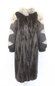 MINT CANADIAN BLACK MINK & FOX FUR COAT JACKET WOMEN WOMAN SIZE 6 SMALL - Picture 1 of 6