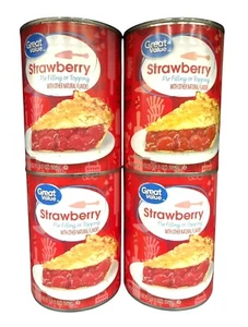 4 CANS Great Value Strawberry Pie Filling & Topping 21 oz Crust Shortcake - Picture 1 of 4