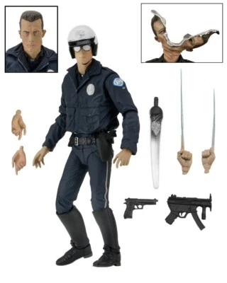 Official NECA Terminator 2 Ultimate T-1000 Motorcycle Cop 7" Action Figure - Image 1 of 4