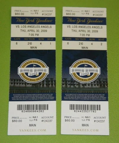 New York Yankees Ticket Stub | April 30 2009 | Mariano Rivera Save Cover
