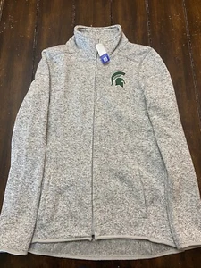 Michigan State Spartans NCAA Official Full Zip Women's Gray Fleece Jacket Medium - Picture 1 of 4