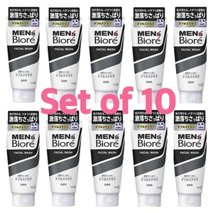 KAO Men's Biore Facial Wash Double Scrub Face 130g  Set of 10 Japan Fedex - Picture 1 of 3
