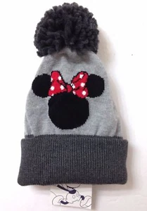 Baby Gap MINNIE MOUSE POM BEANIE Girls Plush Gray Disney Winter Knit Ski Hat $30 - Picture 1 of 5