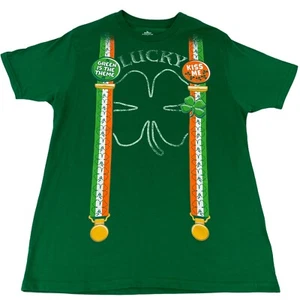 HERREN GRÖSSE MEDIUM LUCKY 4 BLATT KLEE KISS ME HOSENTRÄGER GRAFIK T-SHIRT TEE NEU OHNE ETIKETT - Bild 1 von 12