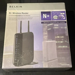 Belkin F5D8235-4 300Mbps 4-Port Gigabit Wireless N+ Router Cable Virgin USB - Picture 1 of 6