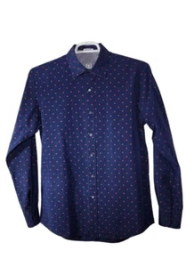 Bugatchi Slim Fit Herren Langarm Hemd Blau mit kleinen roten Herzen... - Bild 1 von 11