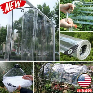 Waterproof Clear Tarp with Grommets Heavy Duty PVC Vinyl Patio Tarpaulin Cover - Picture 1 of 28