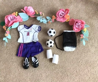American Girl Doll Soccer Outfit Sports Set - 2 Balls, Bag, Shin Guards, Cleats - Image 1 of 4