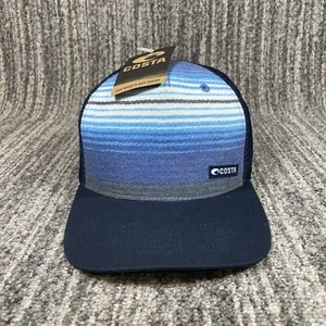 COSTA DEL MAR Baja Blue Stripe Mesh Trucker Hat Snapback Cap NWT - Picture 1 of 11