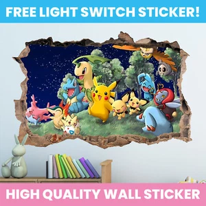 POKEMON HOLE IN WALL STICKER PERSONALISED DECAL DECOR KIDS BEDROOM DECORATION - Picture 1 of 4