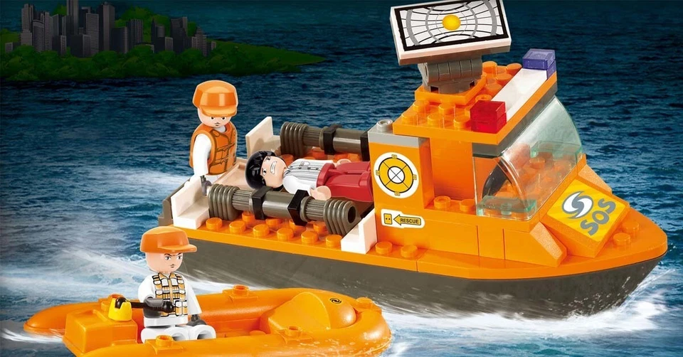 Sluban SOS RESCUE BOAT Building Bricks Compatible Construction Toy  - Image 1 of 1