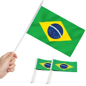 Anley Brazil Mini Flag 12 Pac Hand Held Small Miniature Brazilian Flags 5x8 In - Picture 1 of 6