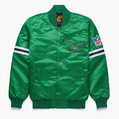 Classic NFL Philadelphia Eagles 80s Satin Varsity Jacket Embroidery logos Cover