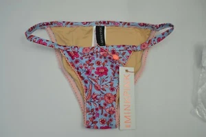 NUEVO CON ETIQUETAS MINKPINK Chloe Banda Fina Bikini Parte Inferior Azul Patrón Floral Talla Pequeña Nuevo con Etiquetas - Imagen 1 de 7