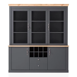 Buffetschrank Buffetvitrine Schrank Eiche anthrazit 4 türig 2 Schubladen 8 Böden - Bild 1 von 6